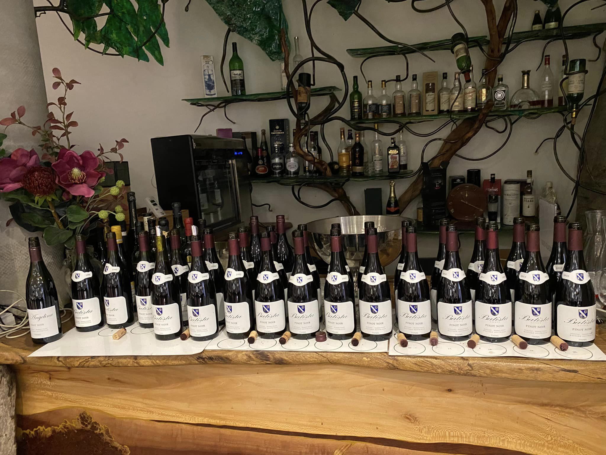 row of wines