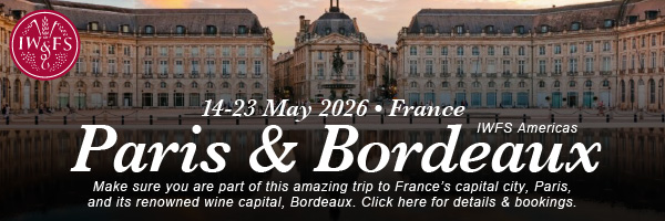 IWFS Americas - Paris & Bordeaux, France, 14-23 May 2026. Make sure you are part of this amazing trip to France's capital city, Paris, and its renowned wine capital, Bordeaux. 
 
 
Click here for details and bookings.
